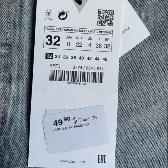 NWT Zara hi rise ankle length grey denim pants - Picture 4 of 13